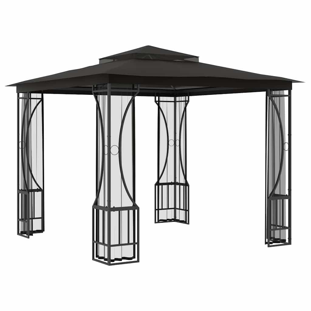 Anthracite Steel Frame 9.8'x9.8'x8.7' UV-Protective Polyester Gazebo D629103