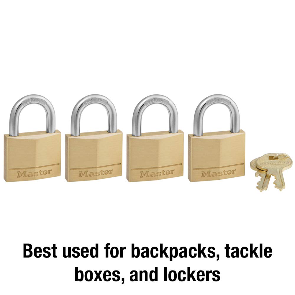 Solid Brass Padlock with Key, 4 Pack V26660