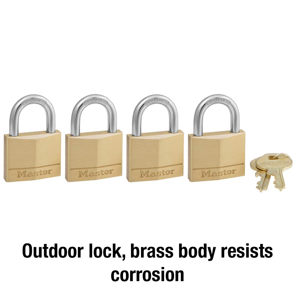 Solid Brass Padlock with Key, 4 Pack V26660