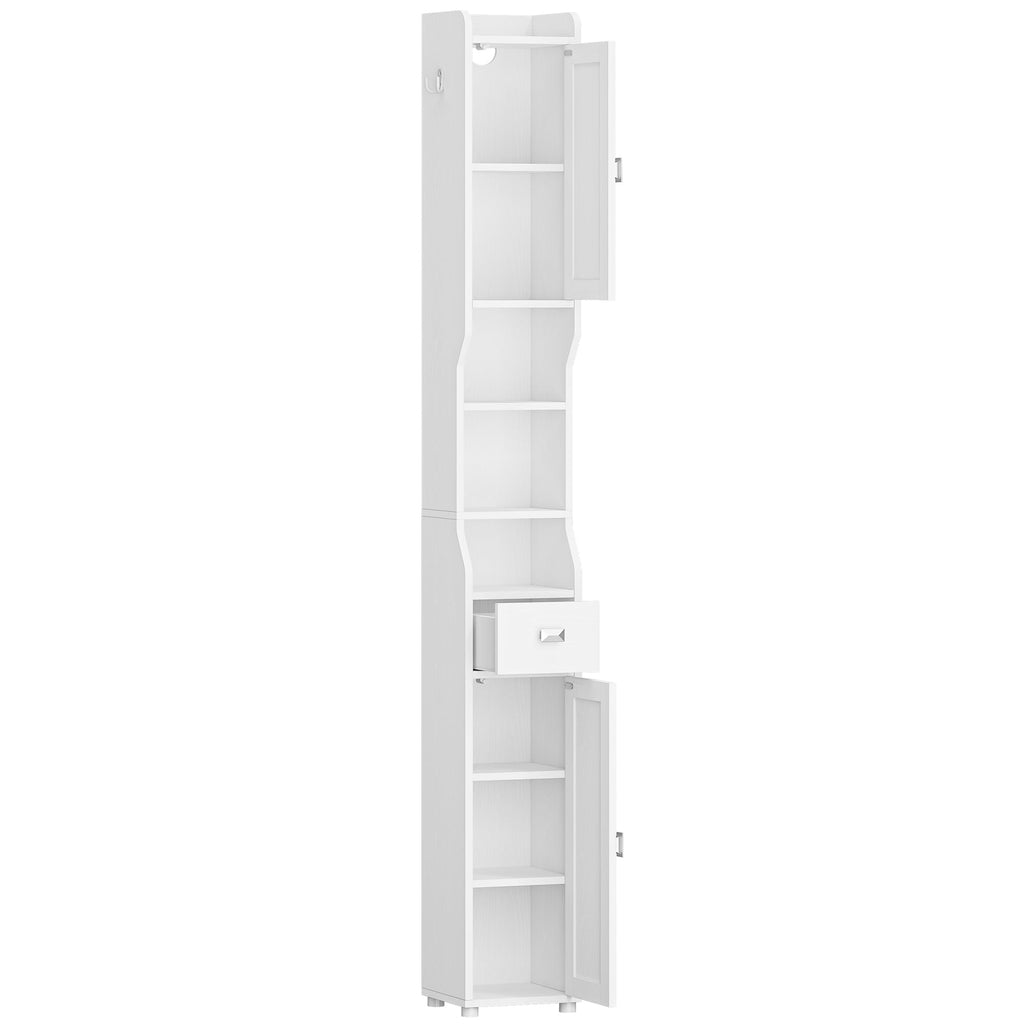 White Tall Narrow Bathroom Storage Cabinet L869