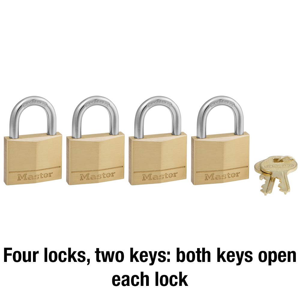 Solid Brass Padlock with Key, 4 Pack V26660