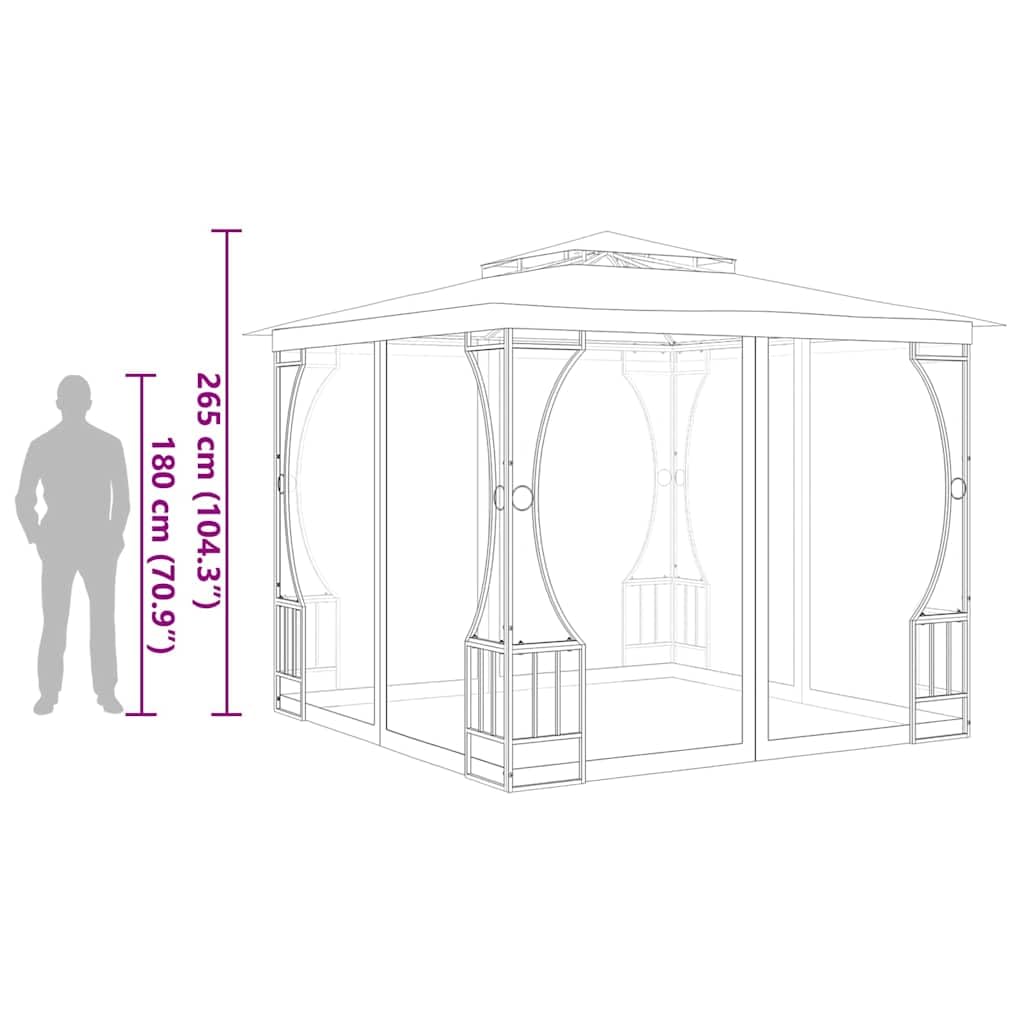 Anthracite Steel Frame 9.8'x9.8'x8.7' UV-Protective Polyester Gazebo D629103