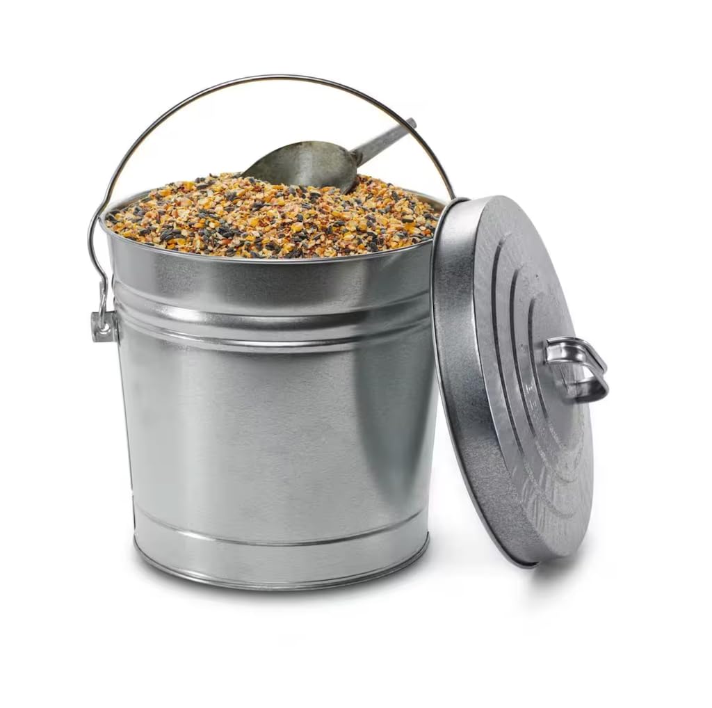 6 Gallon Galvanized Steel Round Trash Can with Locking Lid S463