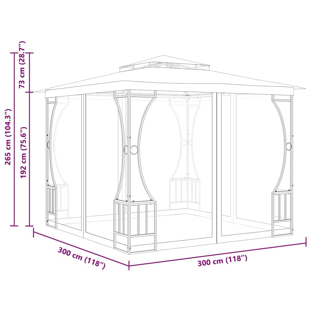 Anthracite Steel Frame 9.8'x9.8'x8.7' UV-Protective Polyester Gazebo D629103