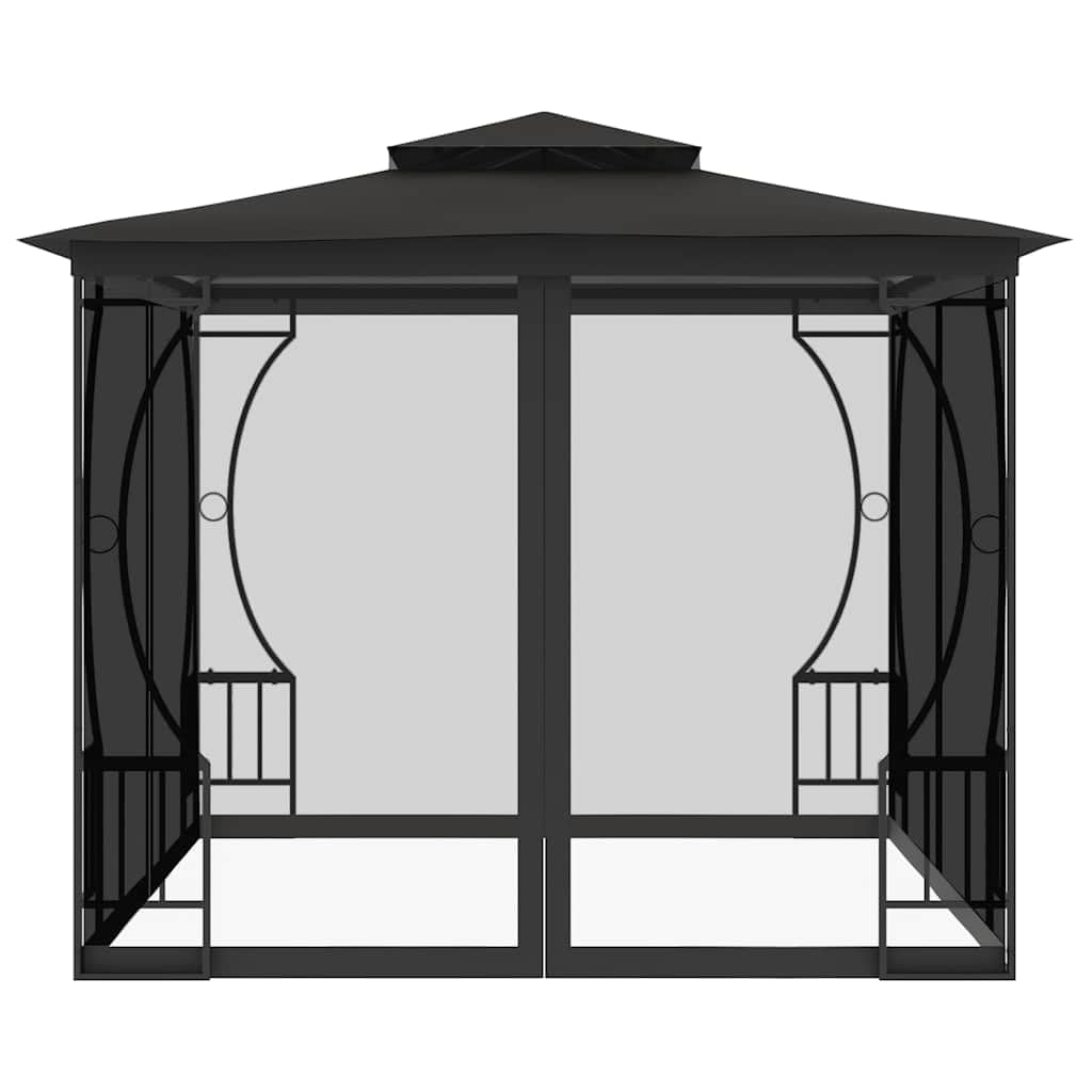 Anthracite Steel Frame 9.8'x9.8'x8.7' UV-Protective Polyester Gazebo D629103