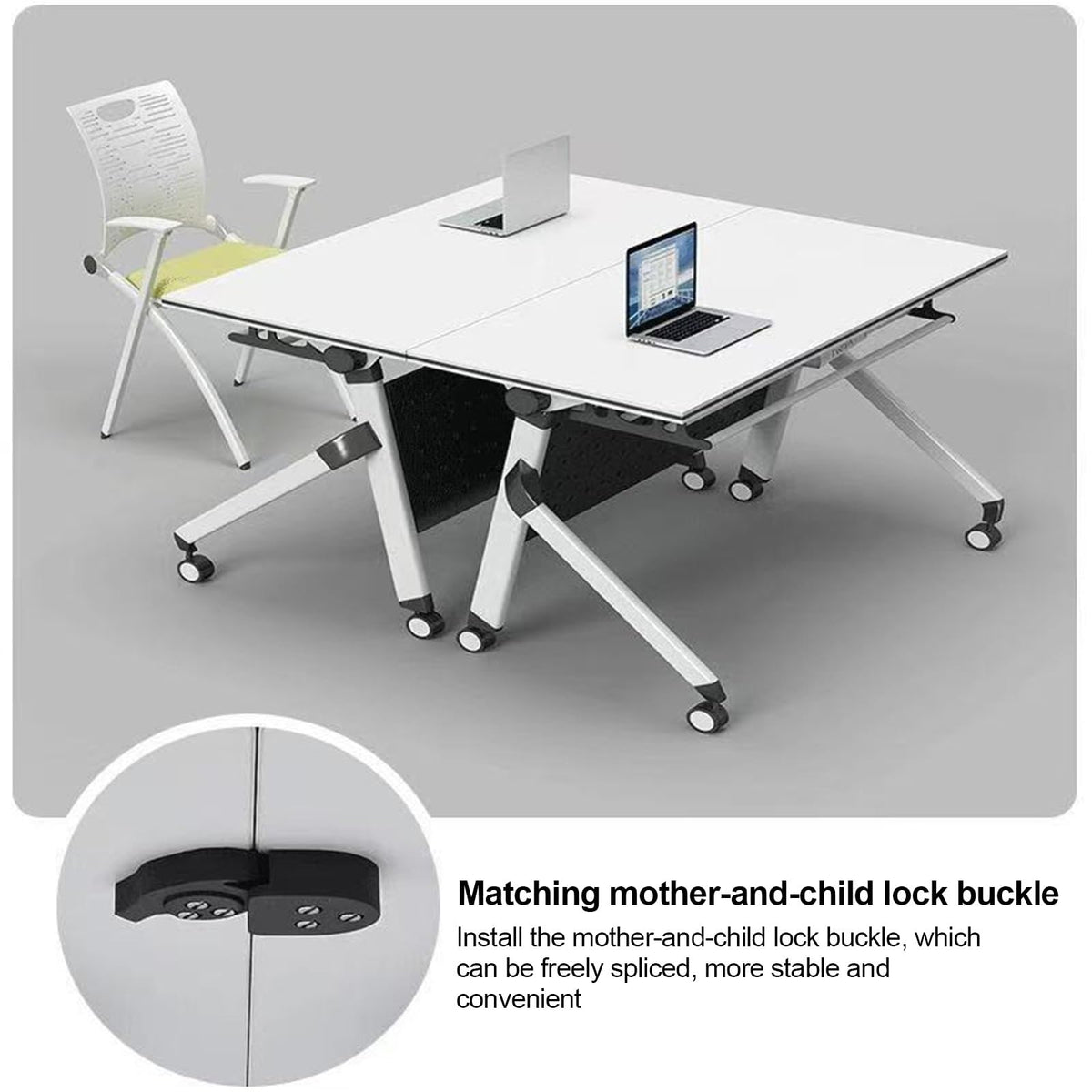 Folding Conference Table with Silent Wheels 120-180cm J2421