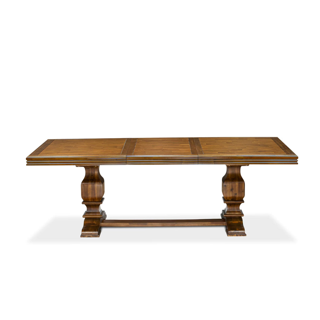 9 Piece Mid-century Dining Table Set with 8 Willow Green Polyester Chairs D6255