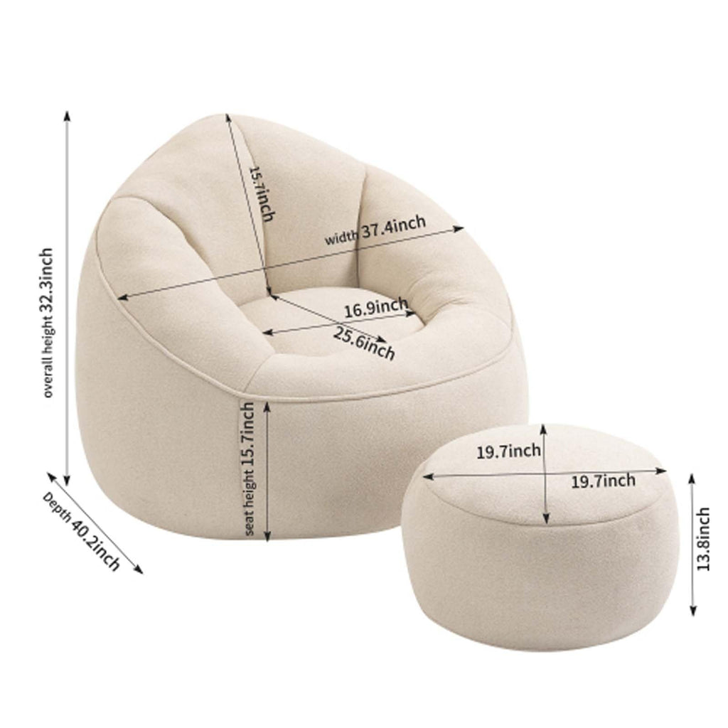Yellow Memory Foam Bean Bag Chair with Footrest E457