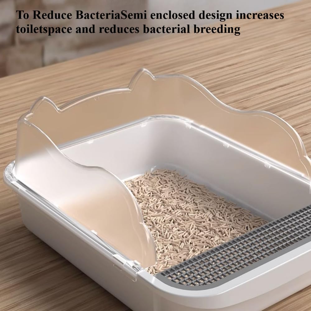 Open Top High Sided Cat Litter Box with Removable Tray and Scoop M612341