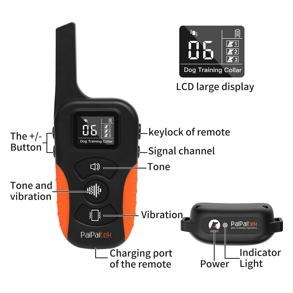 Vibration Collar with Controller for 2 Dogs, 3300ft Waterproof K3771