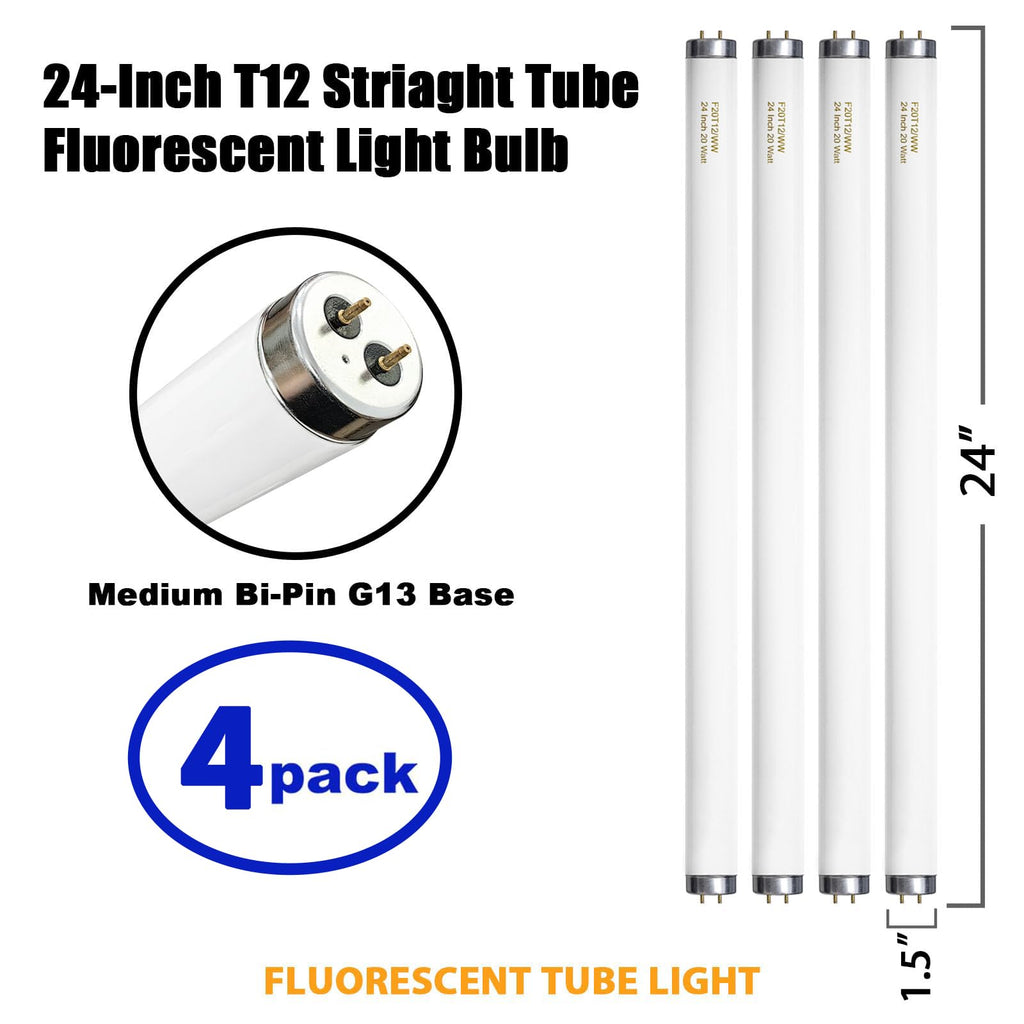 20 Watt Soft Warm White T12 Fluorescent Tube Light Bulb 24 Inch 4 Count S9815