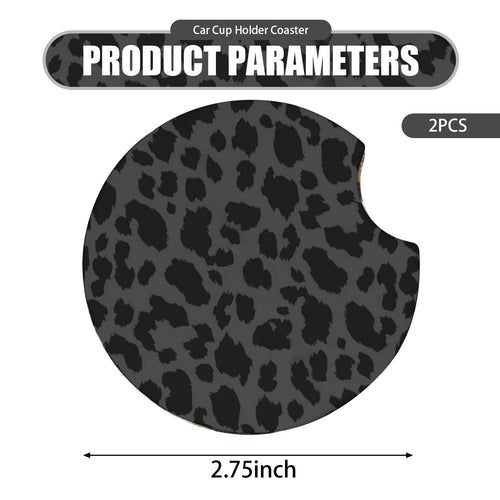 2 PCS Non-Slip Rubber Cheetah Print Car Cup Coasters V9852