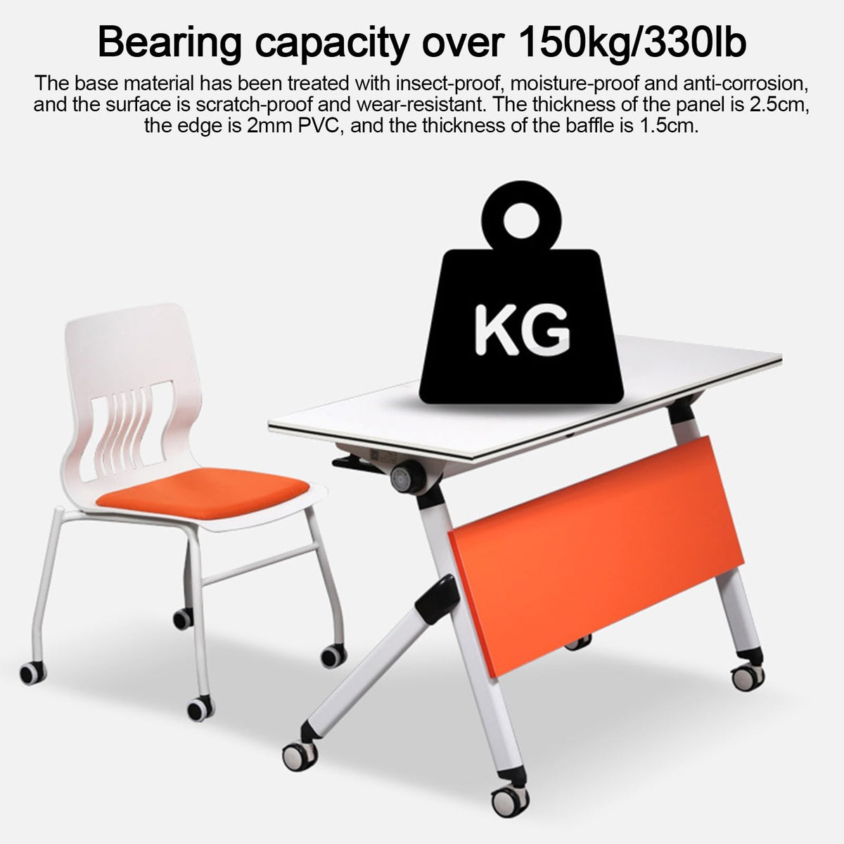 Folding Conference Table with Silent Wheels 120-180cm J2421