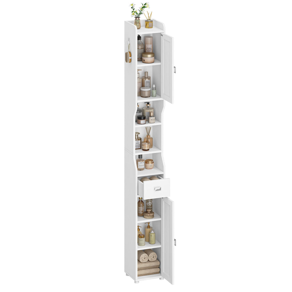 White Tall Narrow Bathroom Storage Cabinet L869