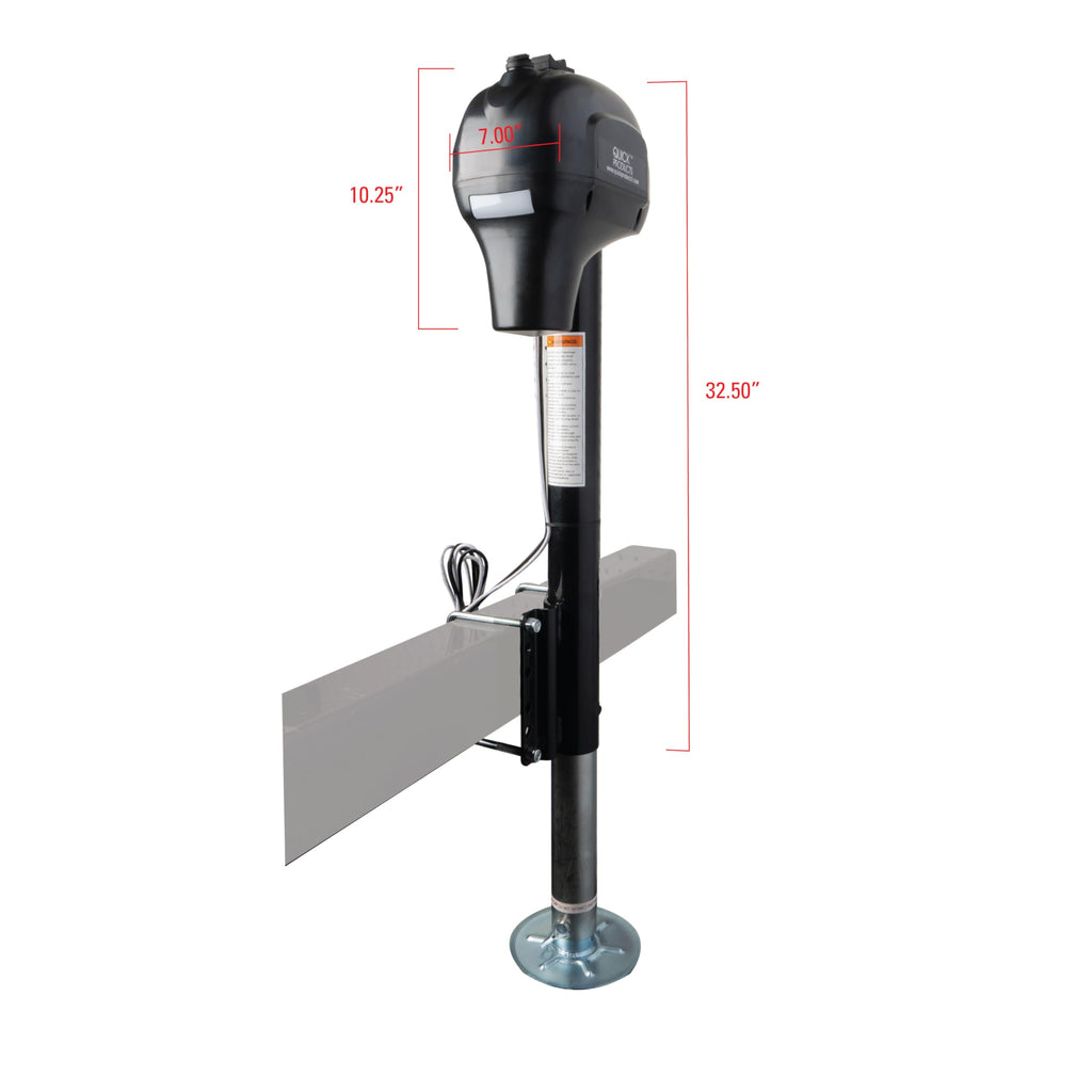 Electric A-Frame Tongue Jack with Side-Mount LED Work Light, 3,650 lbs. Capacity, Black E56626