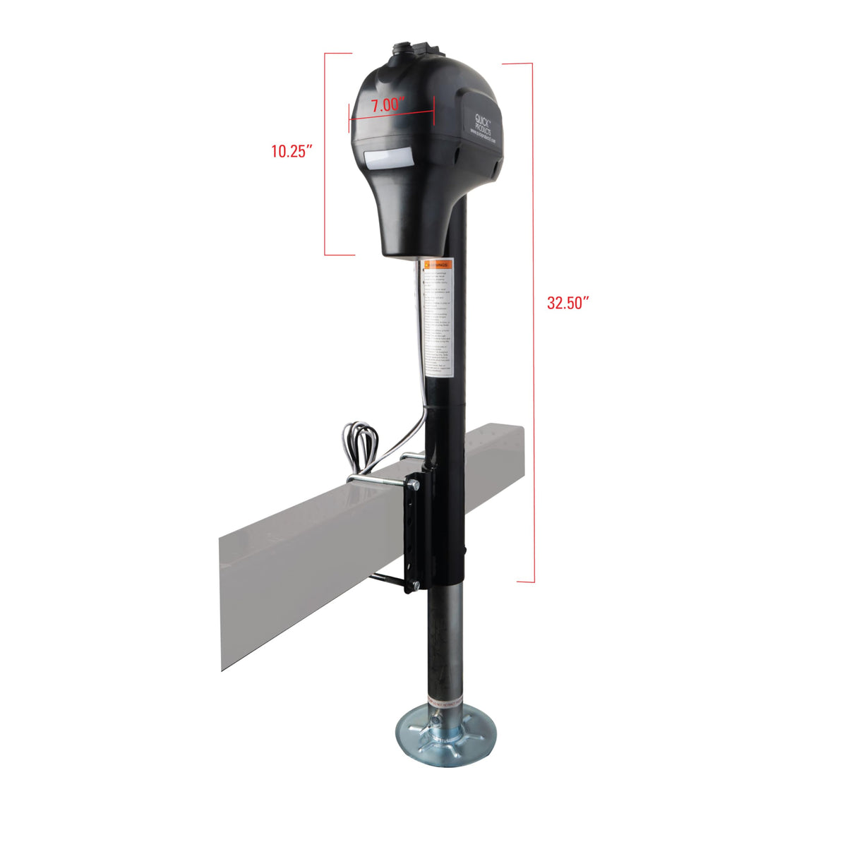 Electric A-Frame Tongue Jack with Side-Mount LED Work Light, 3,650 lbs. Capacity, Black E56626