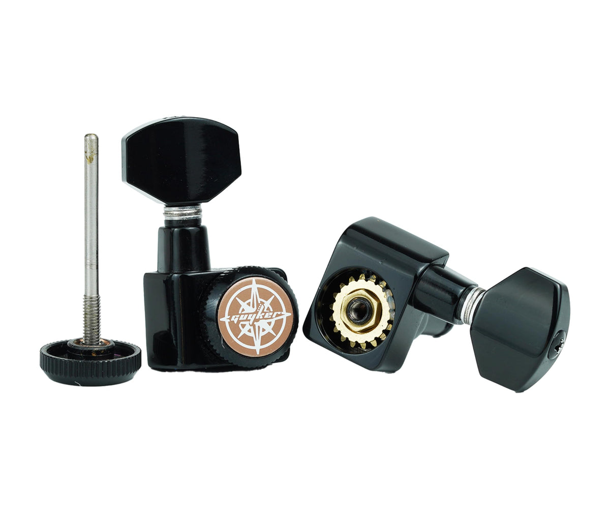 6 In-line Locking Guitar Tuners Black T9450