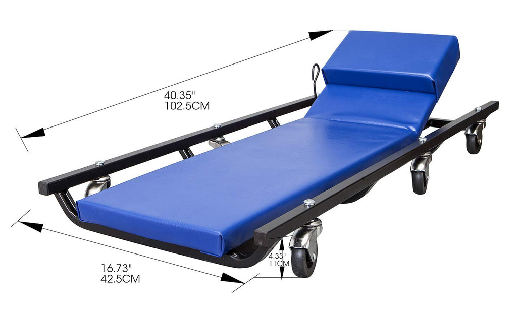 40" Padded Mechanic Creeper with 6 Casters, Blue B560