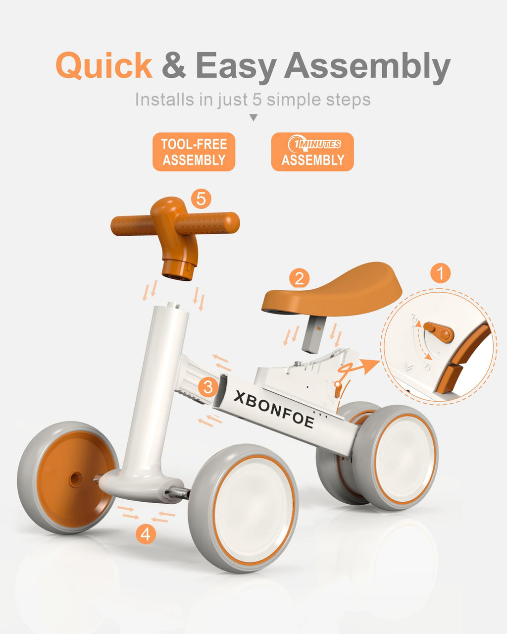 10-24 Month No Pedal Balance Bike with 4 Wheels G858