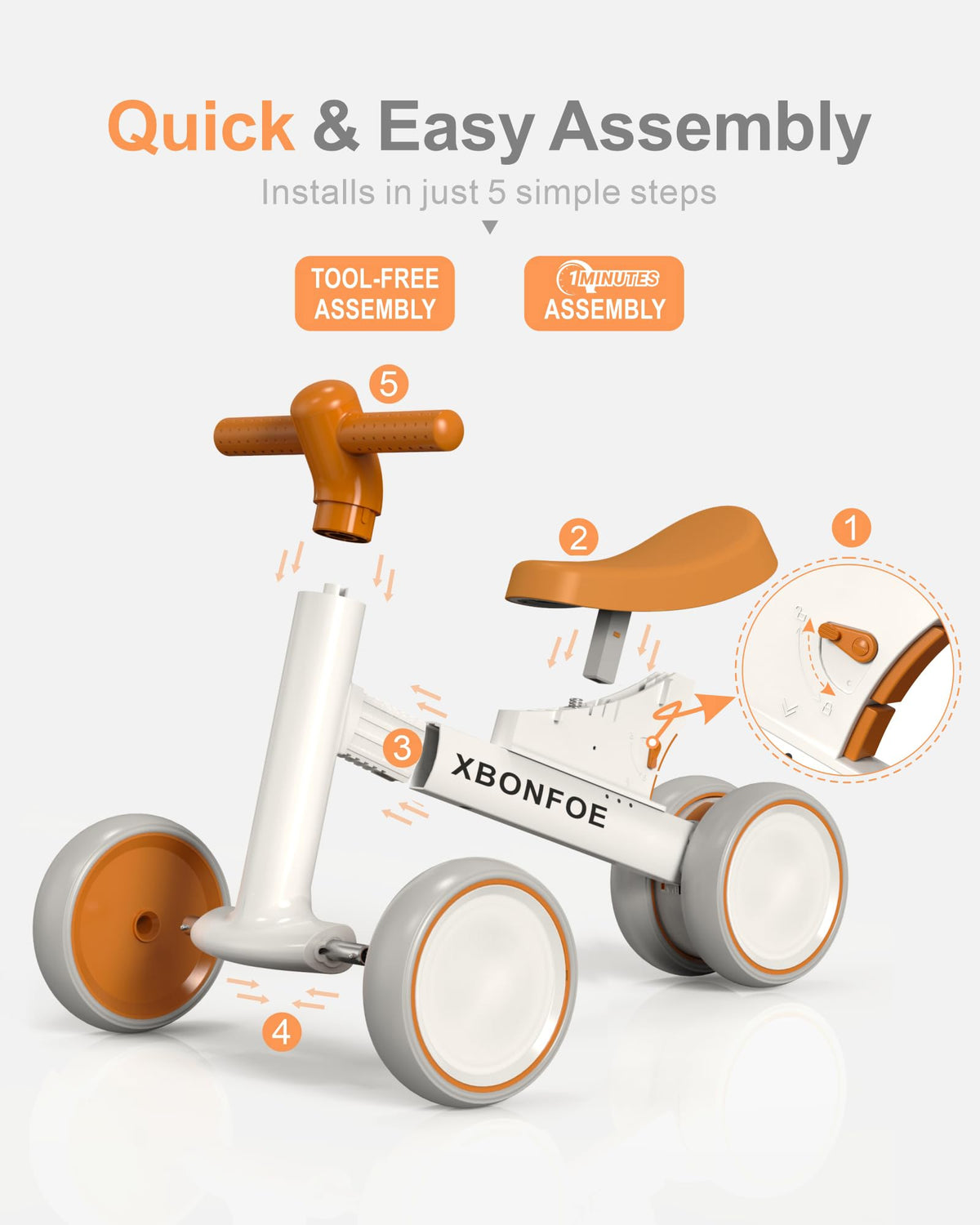 10-24 Month No Pedal Balance Bike with 4 Wheels G858