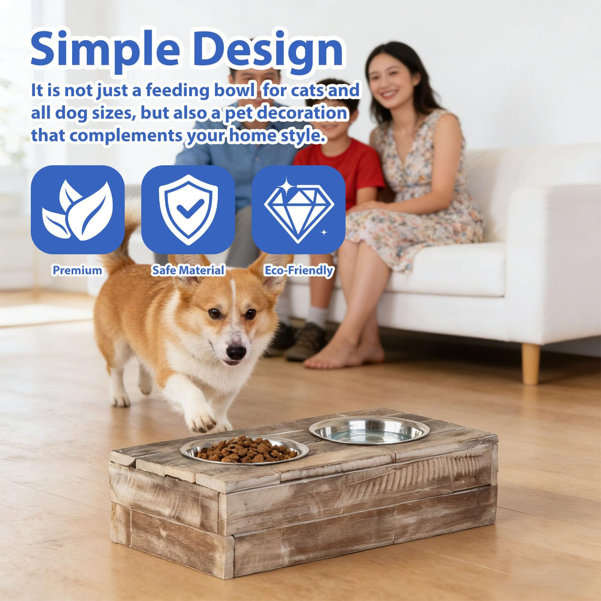 Elevated Dog & Cat Double Bowl Feeder Stainless Steel Bowls R220868