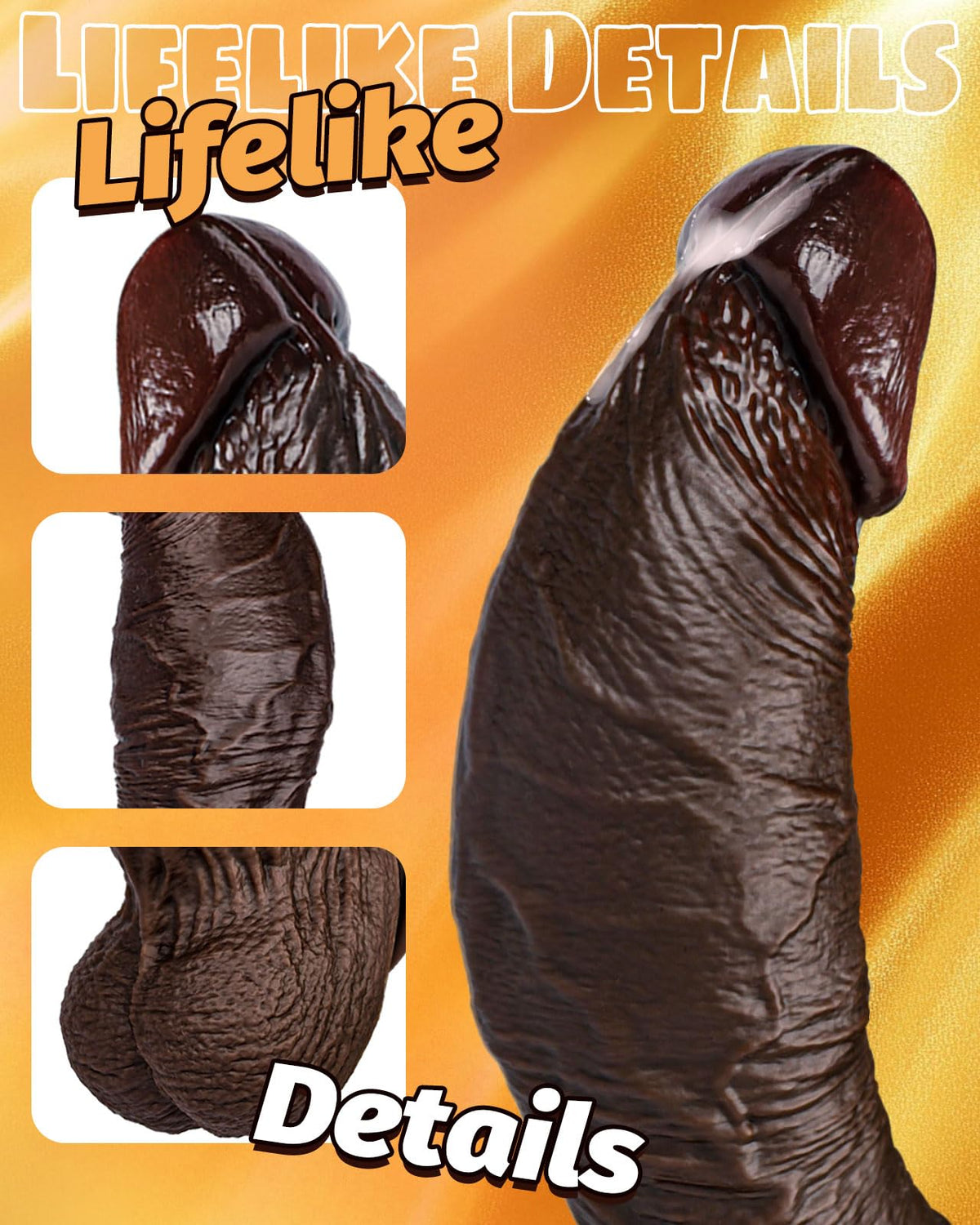 10.5'' Thick Black Realistic Curved Dildo A997