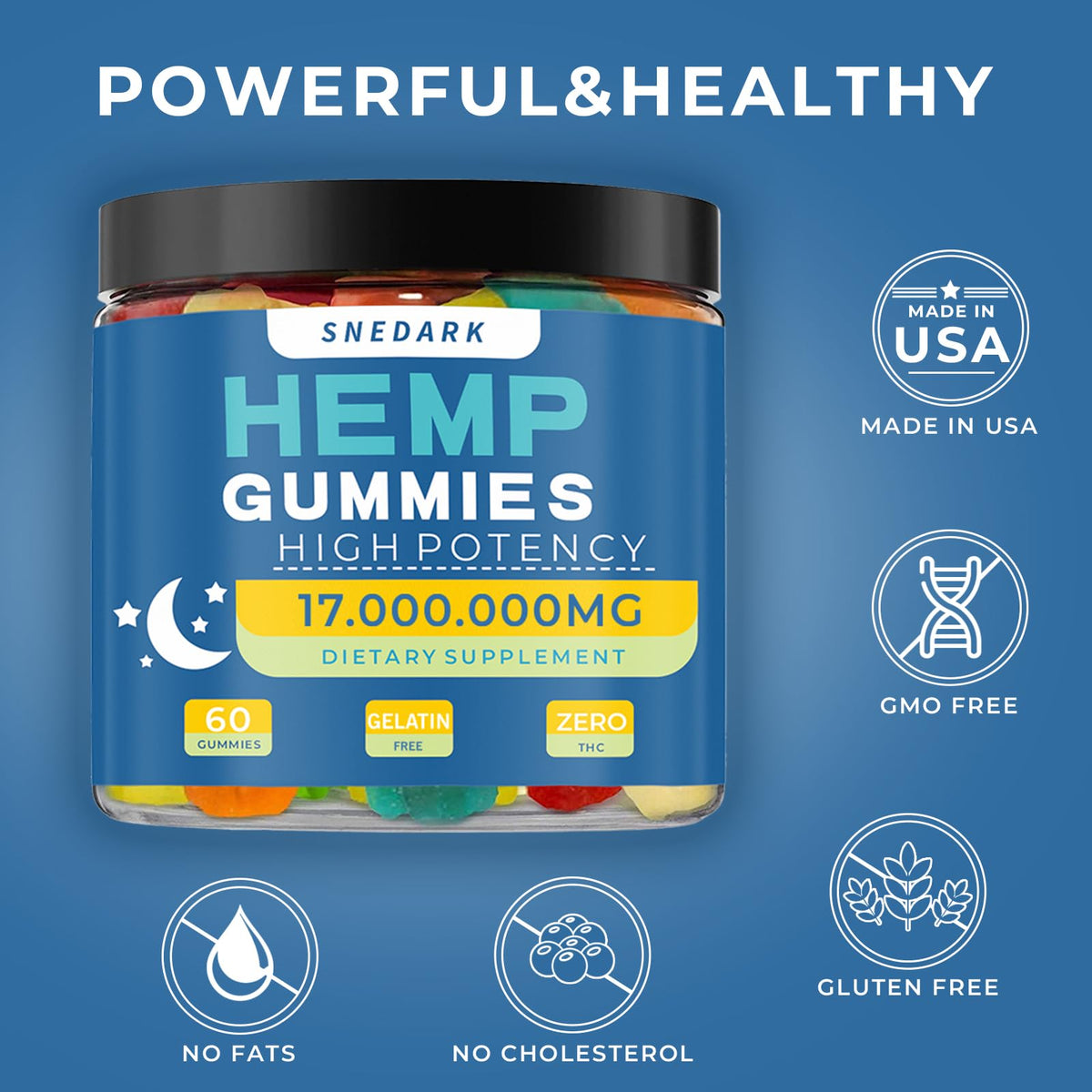 Hemp Gummies Extra Strength Natural Hemp Oil Extract N4178