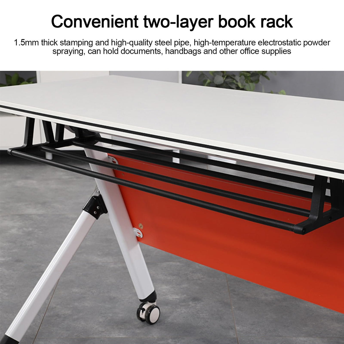 Folding Conference Table with Silent Wheels 120-180cm J2421