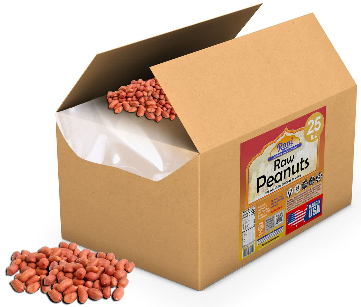 Raw Whole Peanuts With Skin 25lbs Bulk Box L3604