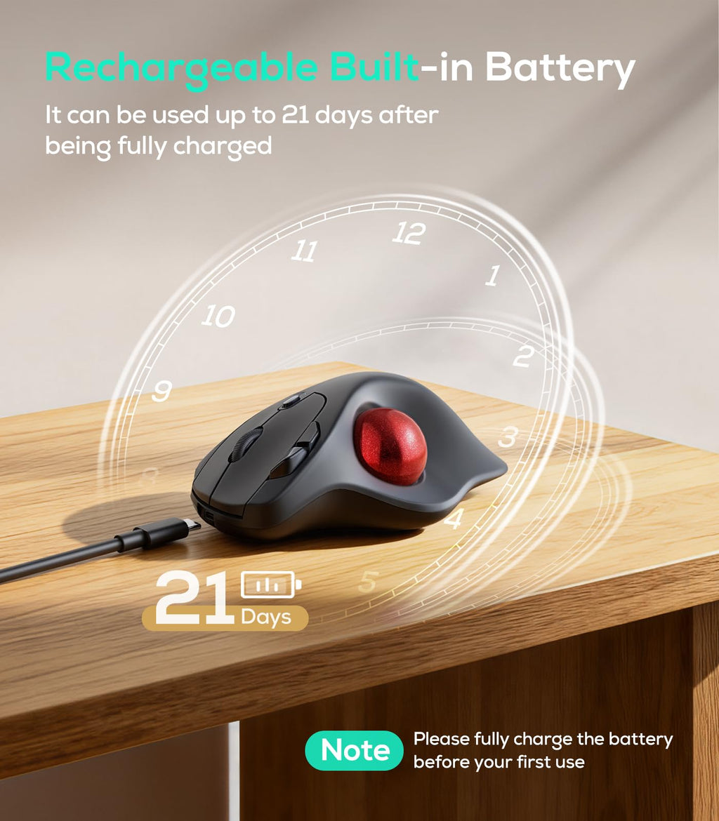 Wireless Ergonomic Trackball Mouse Z607