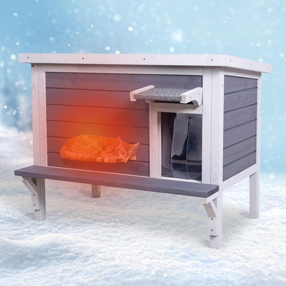 Weatherproof Outdoor Cat House with Elevated Floor C4737