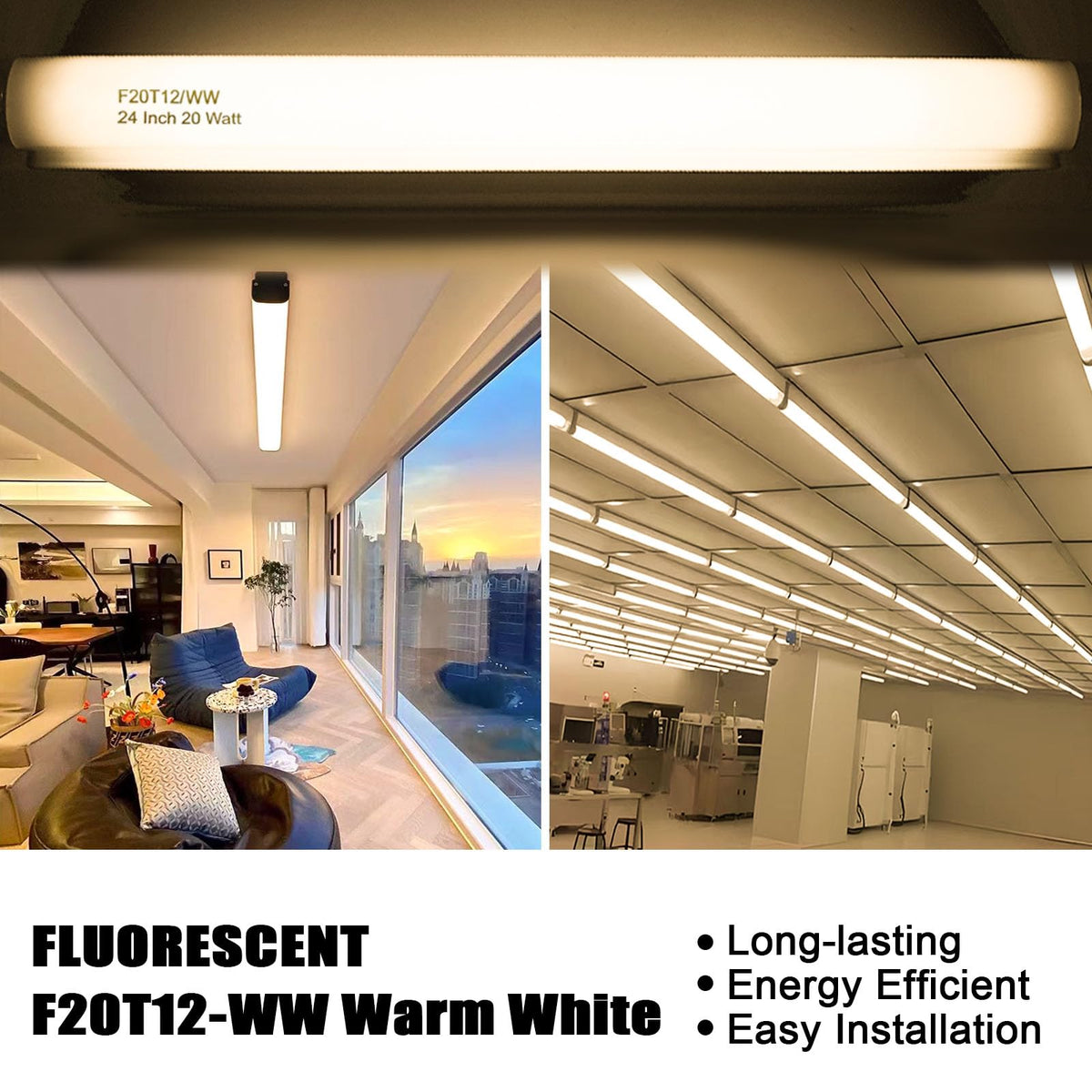 20 Watt Soft Warm White T12 Fluorescent Tube Light Bulb 24 Inch 4 Count S9815