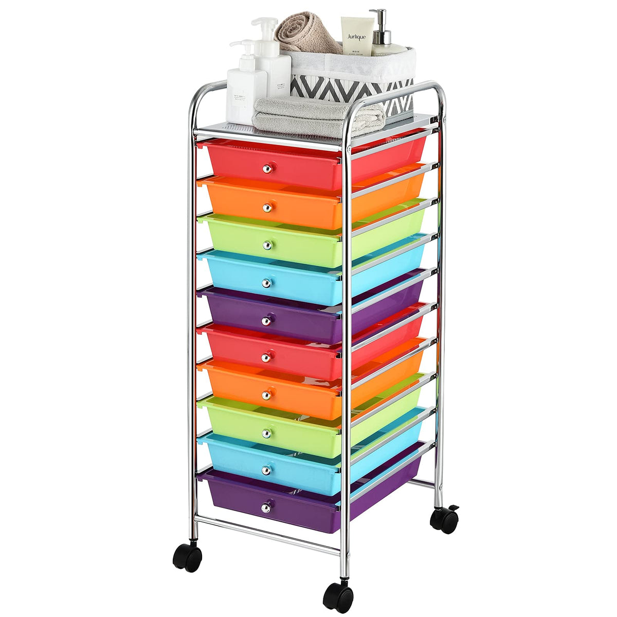 10 Drawer Rolling Cart with Lockable Wheels G12732
