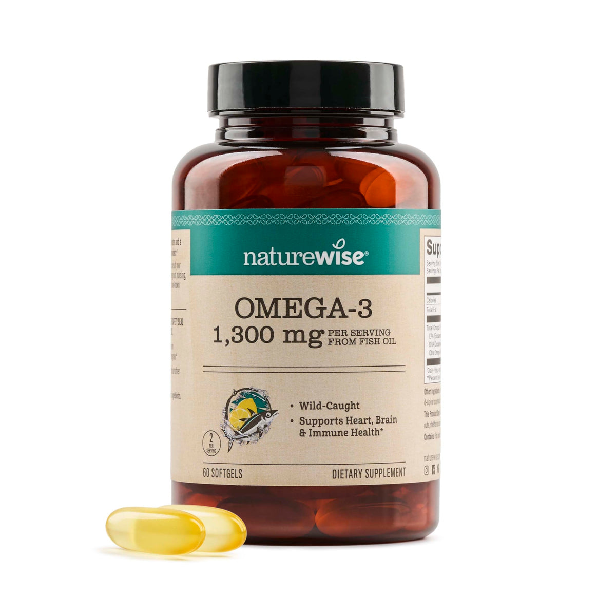 Omega 3 Fish Oil 2200 mg Lemon Flavor 60 Softgels N283