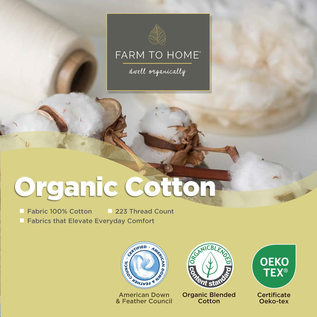 Feather and Down Pillows, 100% Organic Cotton Cover W1639