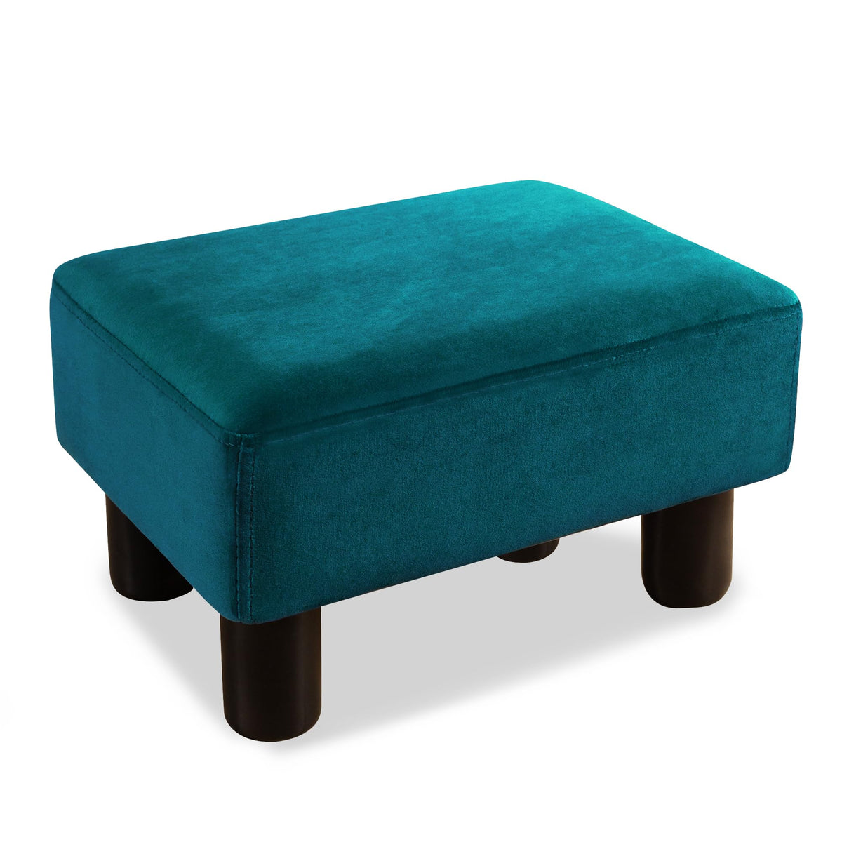 Small Teal Velvet Rectangle Foot Stool Ottoman K576