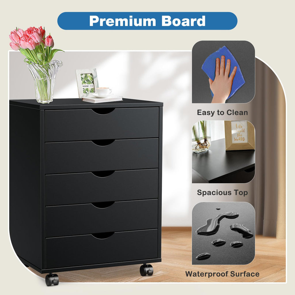 5 Drawer File Cabinet with Wheels I726