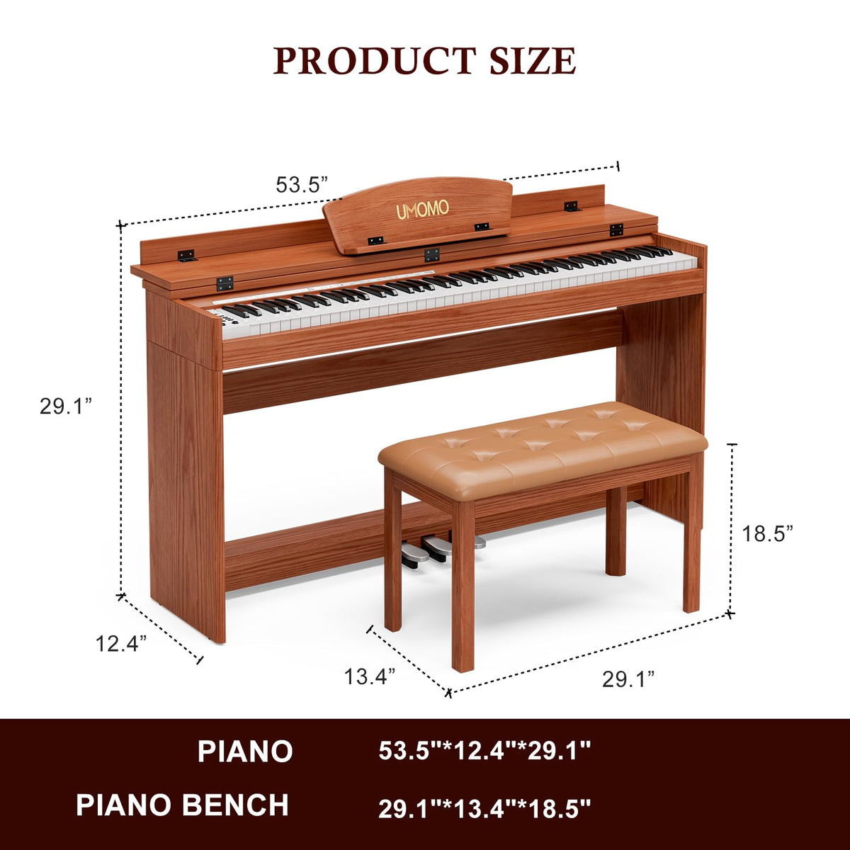 88 Weighted Keys Upright Digital Piano with Bench P906180
