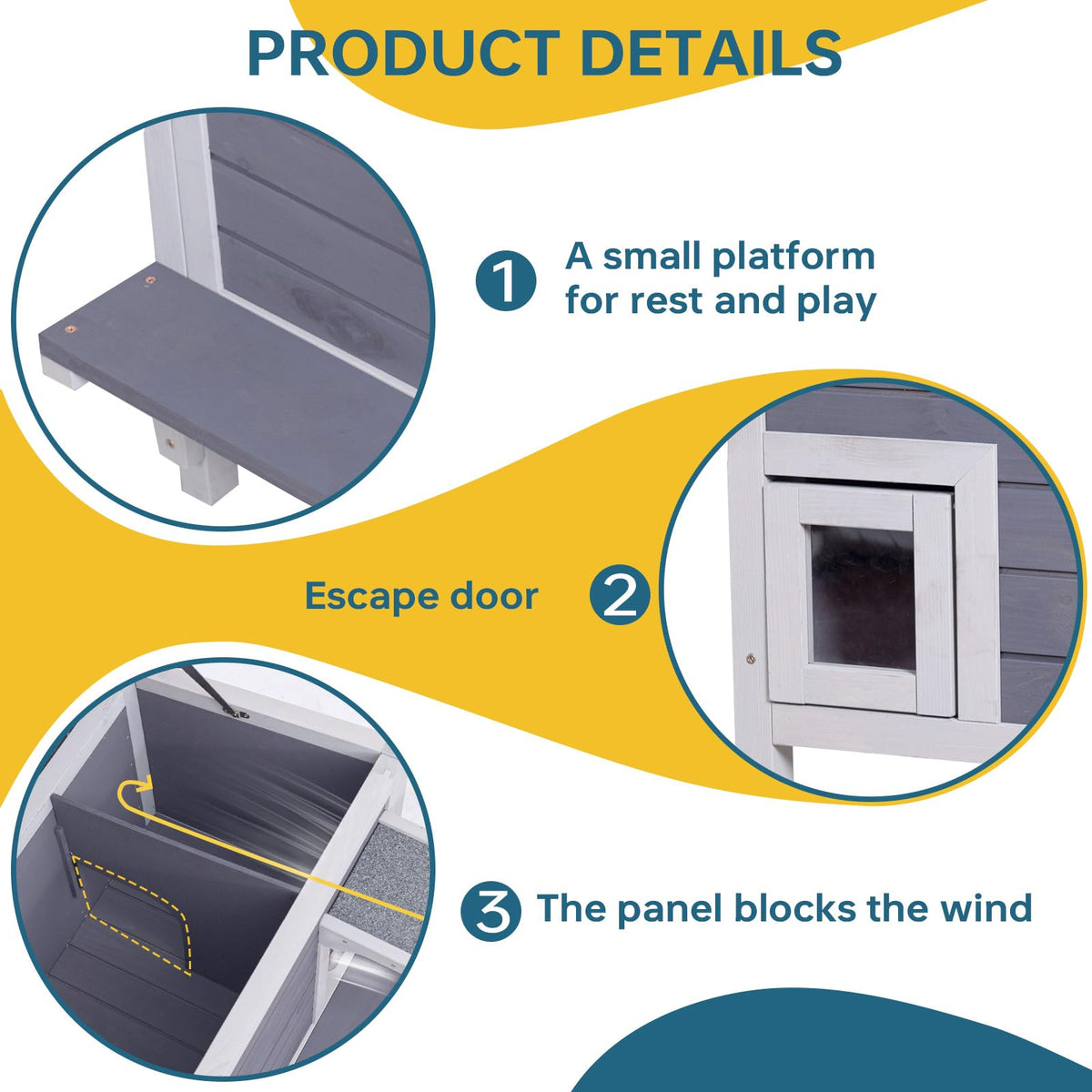 Weatherproof Outdoor Cat House with Elevated Floor C4737