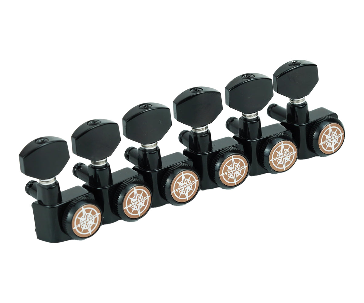 6 In-line Locking Guitar Tuners Black T9450