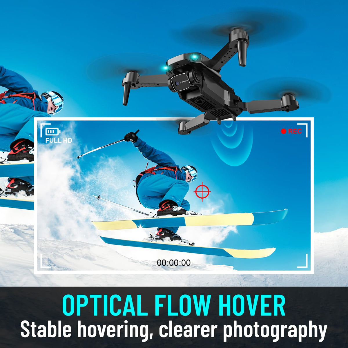 1080P HD Foldable Mini RC Drone with Camera, 2 Batteries U76942