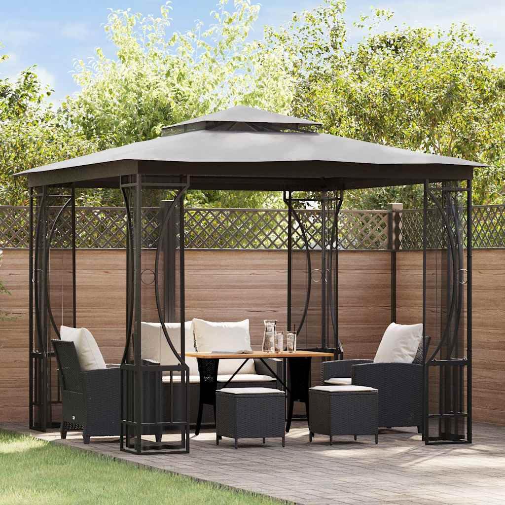 Anthracite Steel Frame 9.8'x9.8'x8.7' UV-Protective Polyester Gazebo D629103