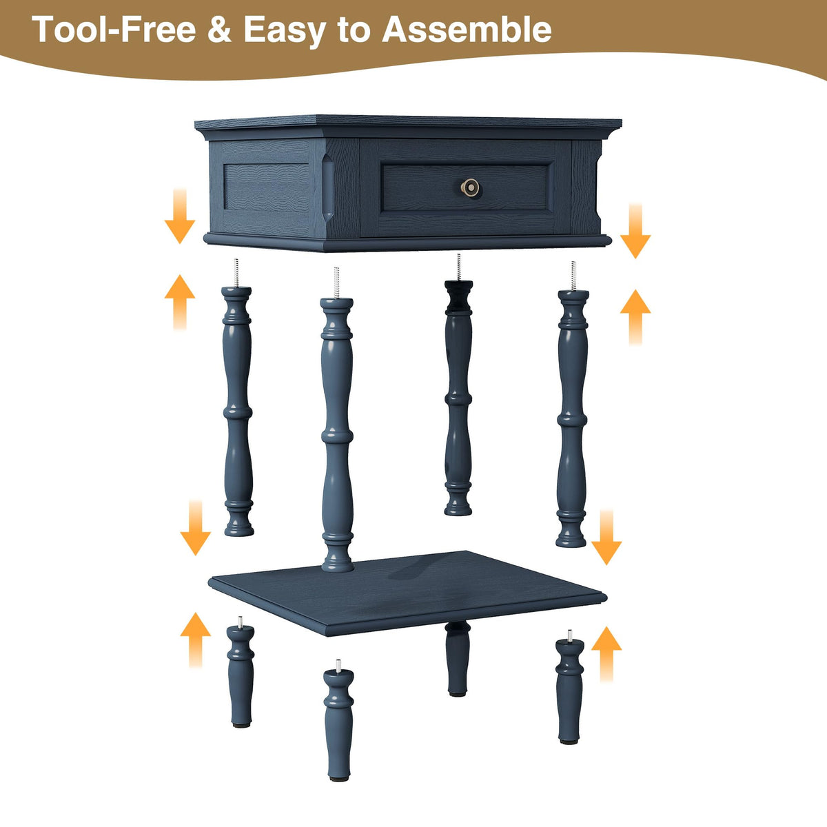 Blue Nightstands Set of 2 with Charging Station & Storage Shelf N73649
