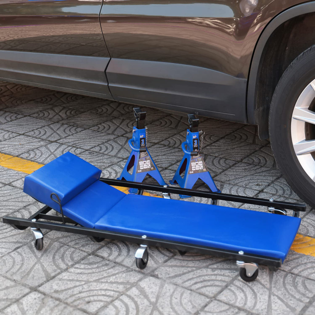 40" Padded Mechanic Creeper with 6 Casters, Blue B560