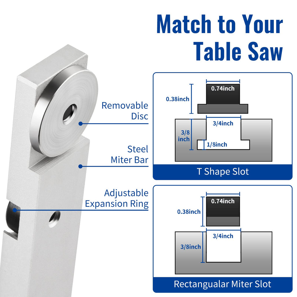 Table Saw Miter Gauge Fence with 11 Preset Angle Stops R33381