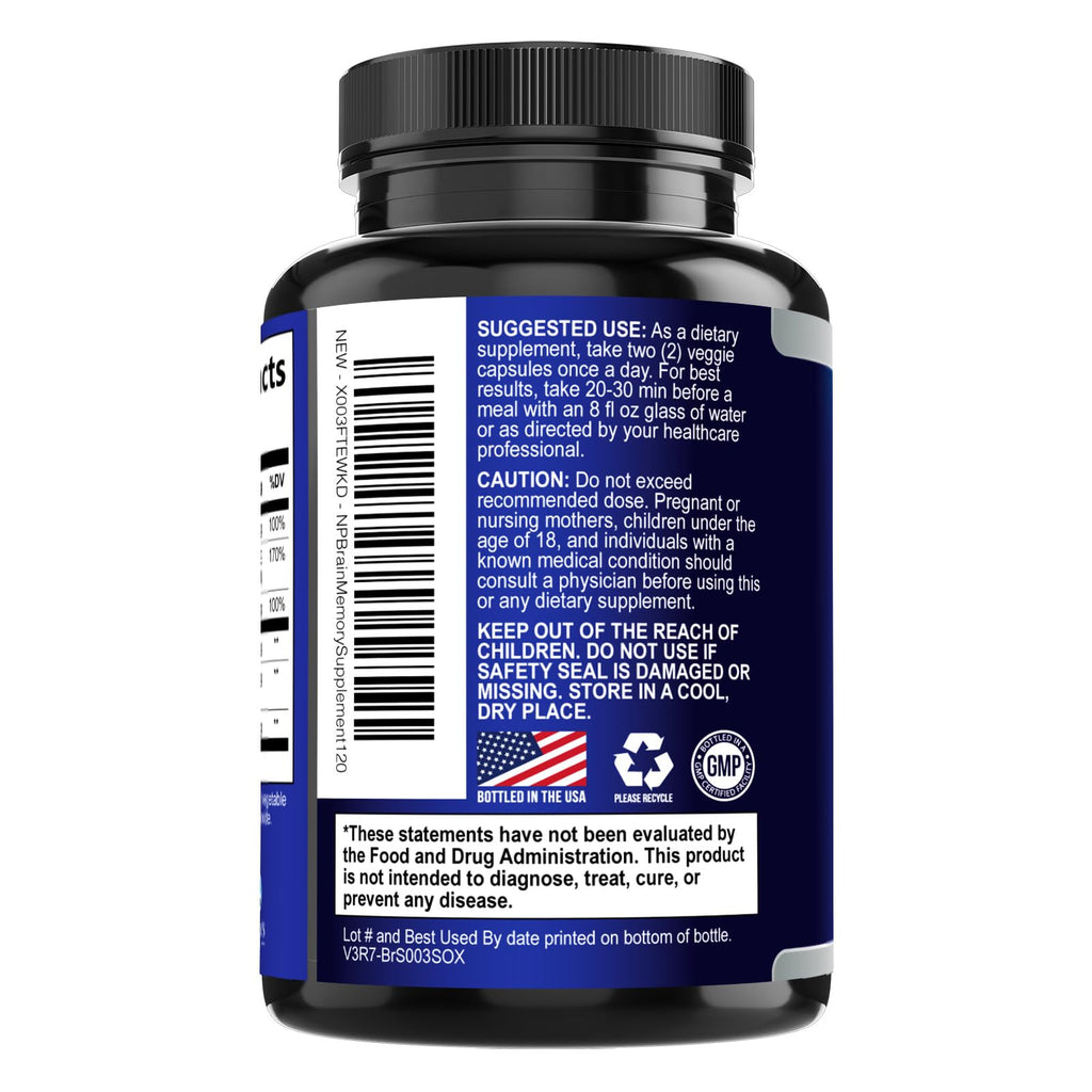 120 Capsules Brain Memory Supplement with Vitamin B6 B12 Folate & Phosphatidylserine E89501