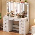 White Vanity Desk with Mirror and 10 LED Lights E398