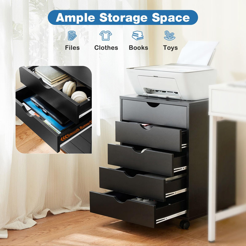 5 Drawer File Cabinet with Wheels I726