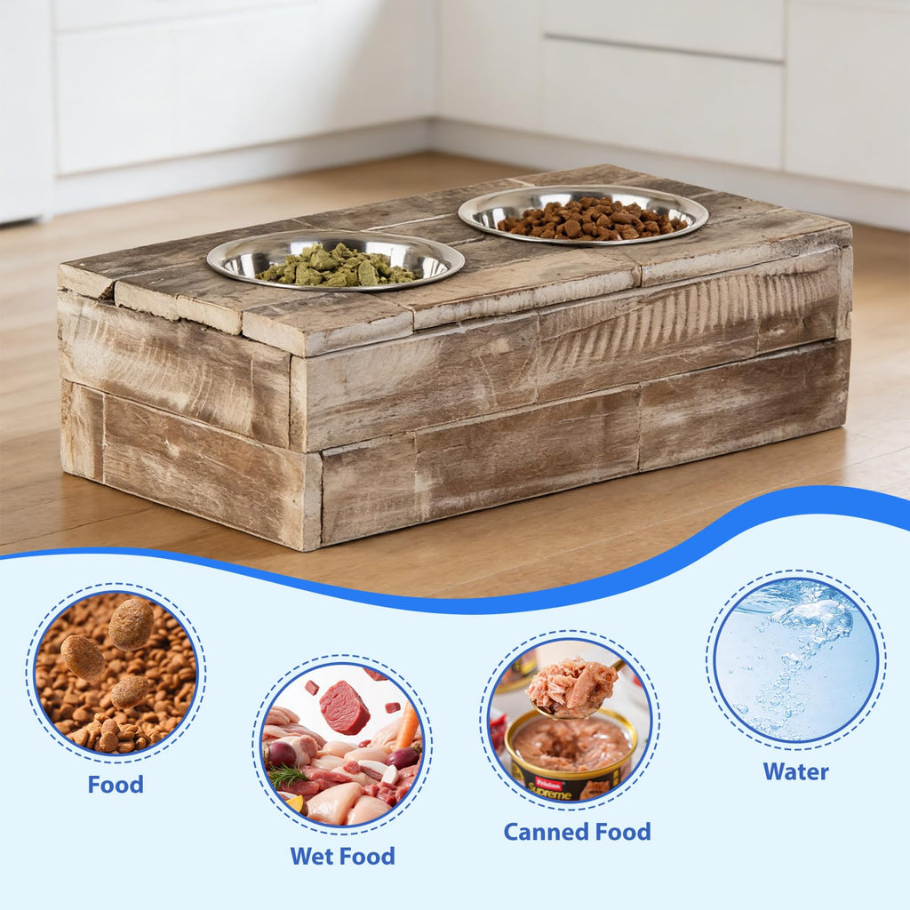 Elevated Dog & Cat Double Bowl Feeder Stainless Steel Bowls R220868