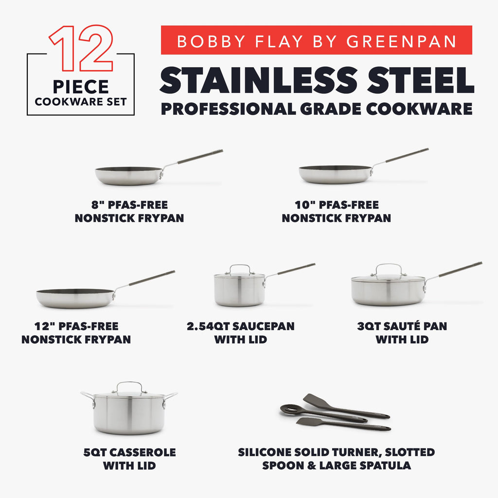 Stainless Steel 12 Piece Nonstick Cookware Set U418